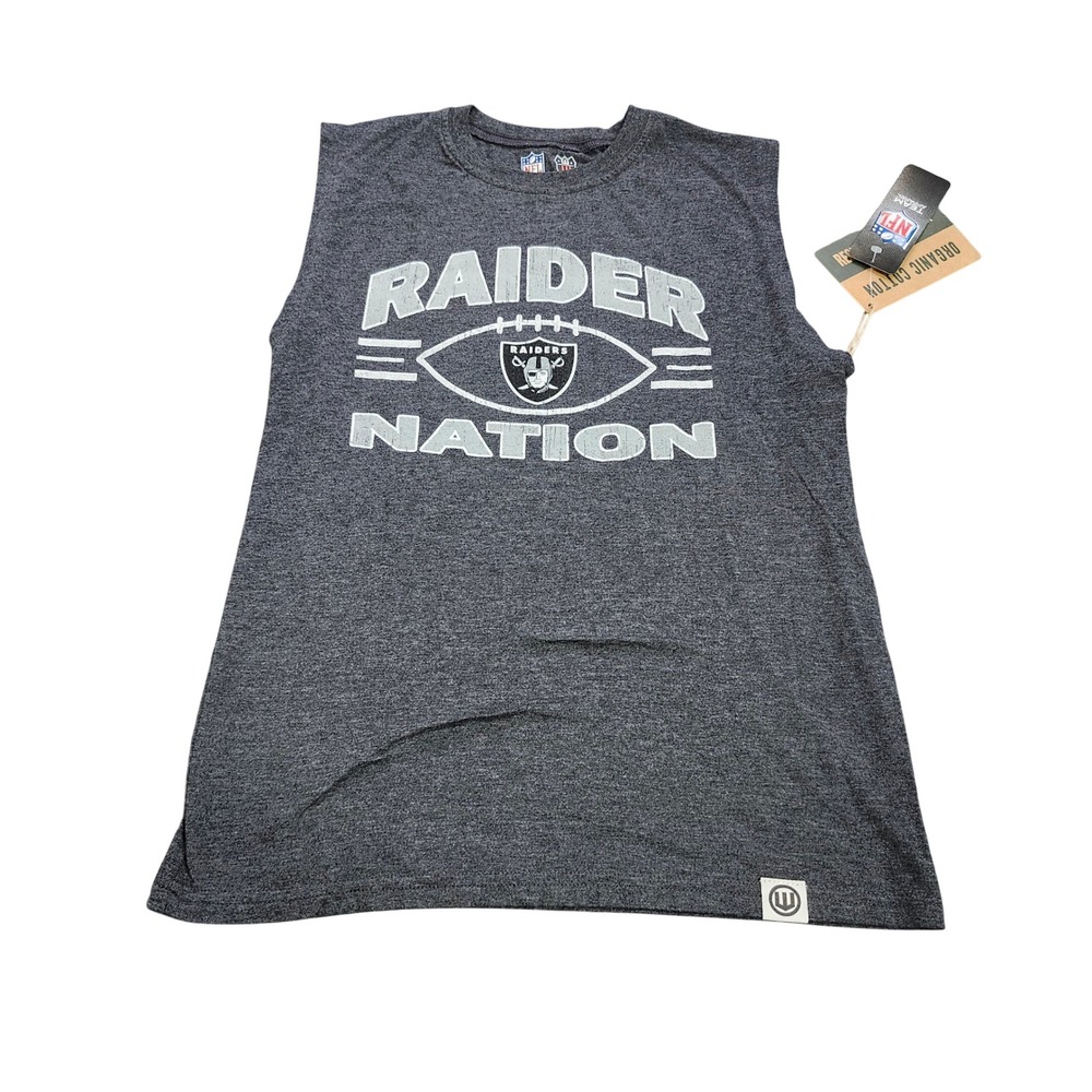 Wes and Willy Boys NFL Las Vegas Raiders Raider Nation Muscle Tee Black M 10/12